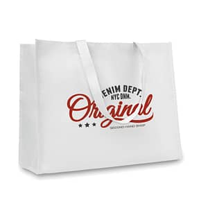 Horizontal paper woven shopping bag