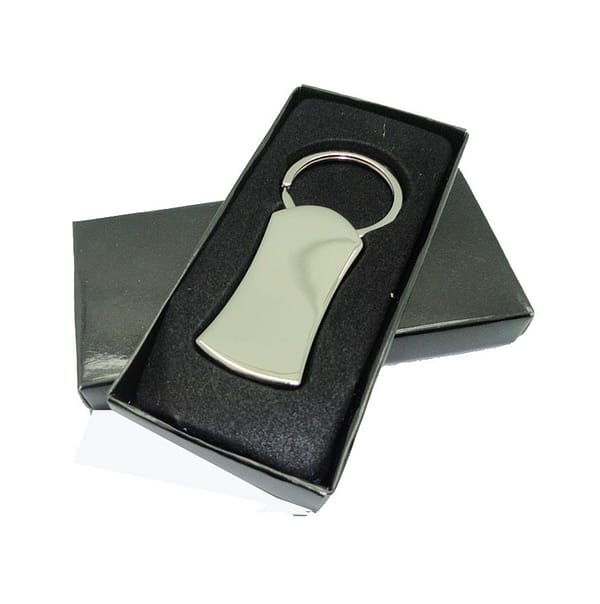 metal keychain in shiny chrome finish